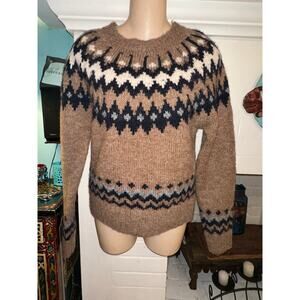 NEW ASTR THE LABEL FEYRE FAIR ISLE SWEATER XS CHOCOLATE
